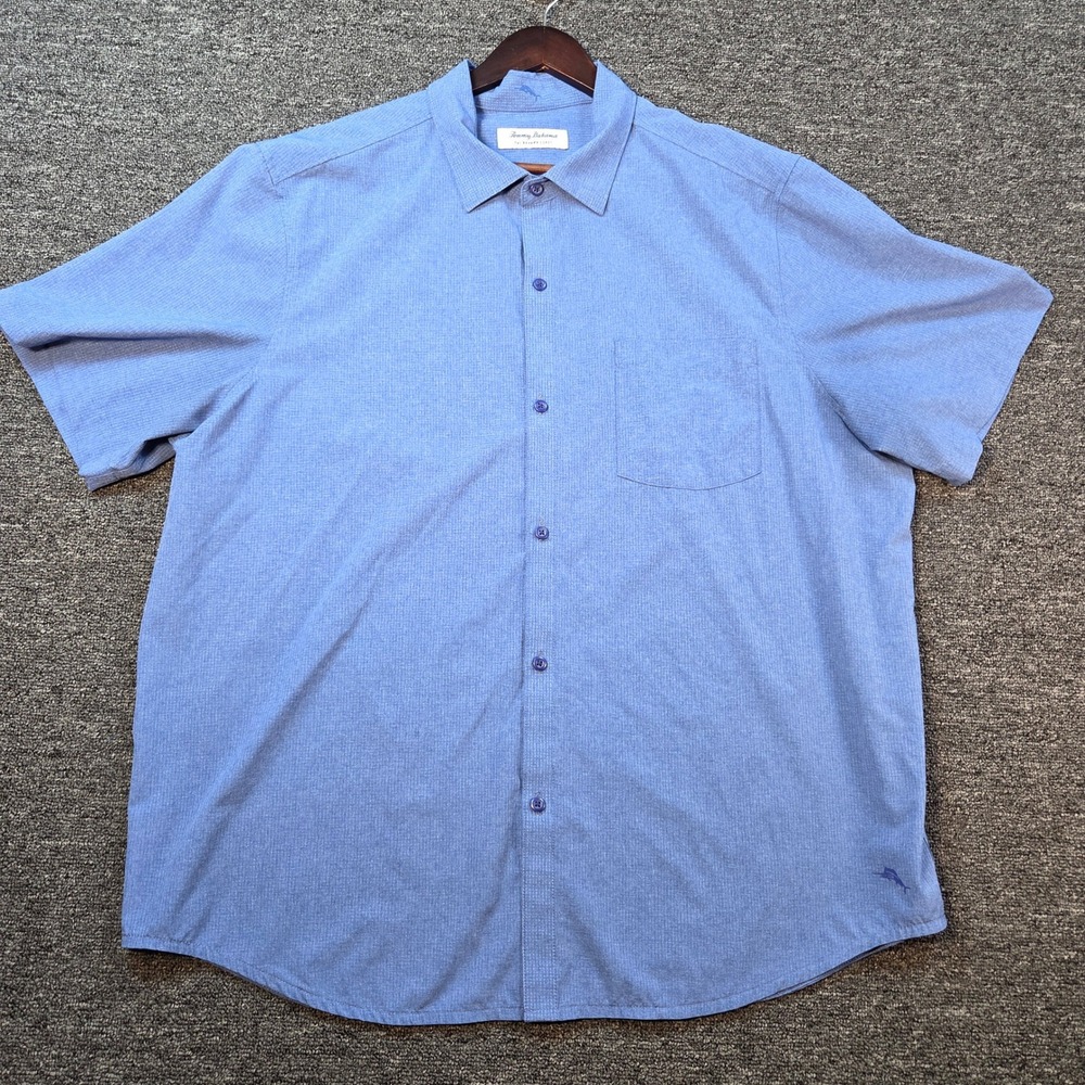 Tommy Bahama Button Down Shirt Mens XL Blue IslandZone Short Sleeve Coastal